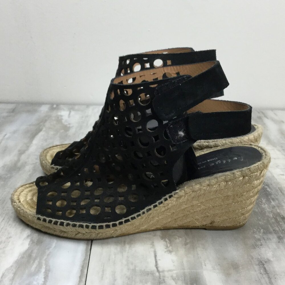 Bettye Muller Duchess Espadrille Black Suede Wedges 39